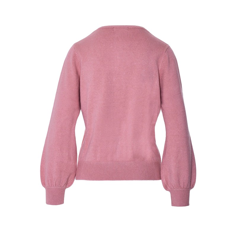 Forel Knit Sweater With Pearls-Rose