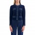 Forel Jacket Cardigan Knitted With Jeans Details-Blue