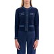 Forel Jacket Cardigan Knitted With Jeans Details-Blue