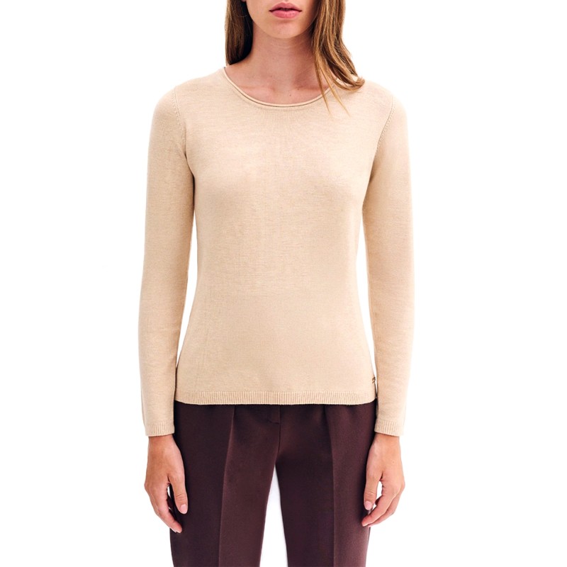Forel Sweater Knitted Neckline-Beige Forel Sweater Knitted Neckline-Beige