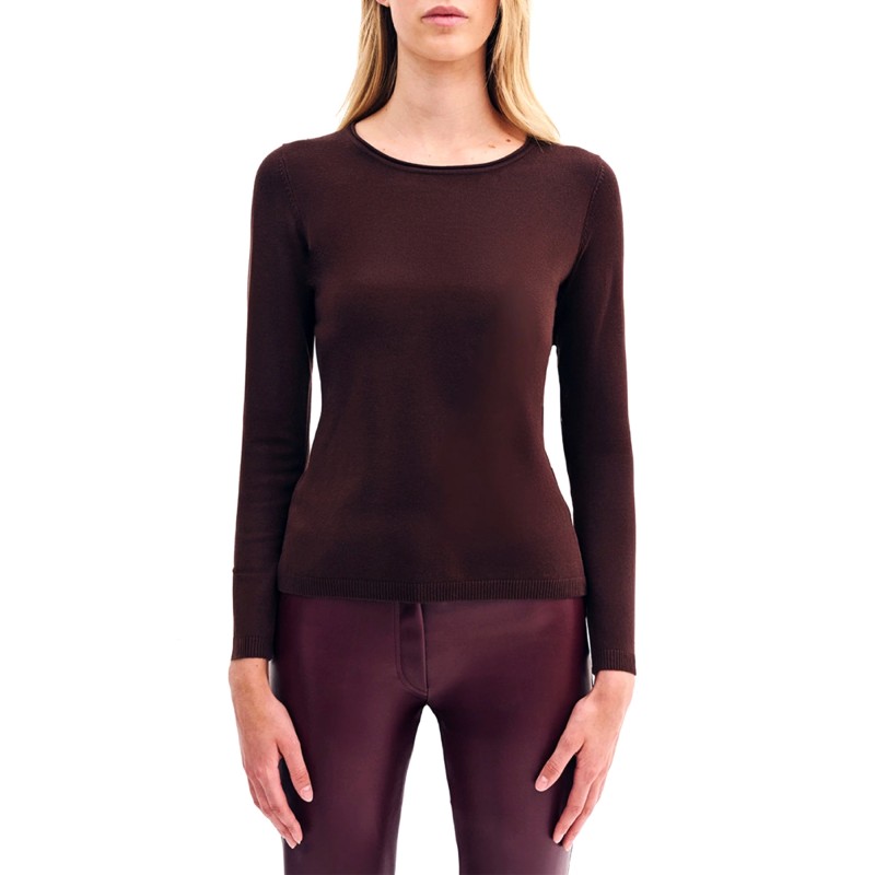 Forel Sweater Knitted Neckline-Brown Forel Sweater Knitted Neckline-Brown