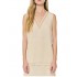 Forel Top Sleeveless Linen Texture And Lace-Vanilla