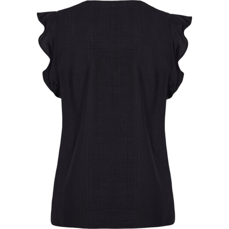 Forel Blouse V-Neck Ruffle Sleeve-Black