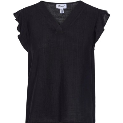 Forel Blouse V-Neck Ruffle Sleeve-Black