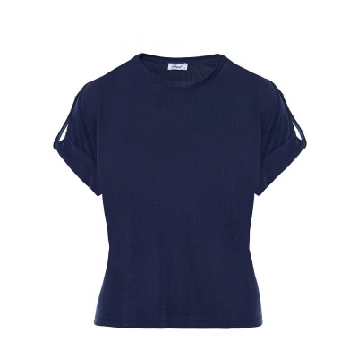 Forel T-Shirt Fine Rib With Charm-Blue