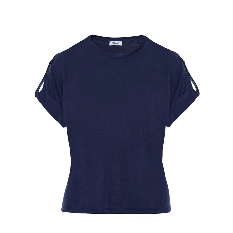 Forel T-Shirt Fine Rib With Charm-Blue Forel T-Shirt Fine Rib With Charm-Blue