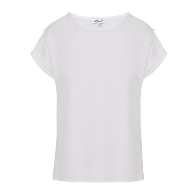 Forel Blouse Loose Fit With Gold Button-Ecru