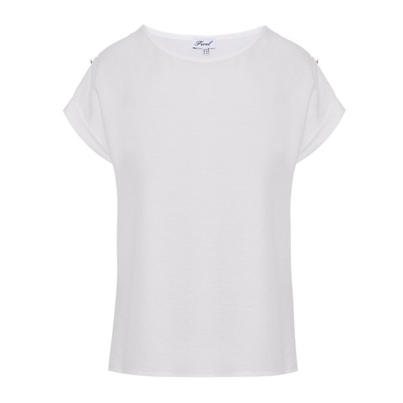Forel Blouse Loose Fit With Gold Button-Ecru Forel Blouse Loose Fit With Gold Button-Ecru