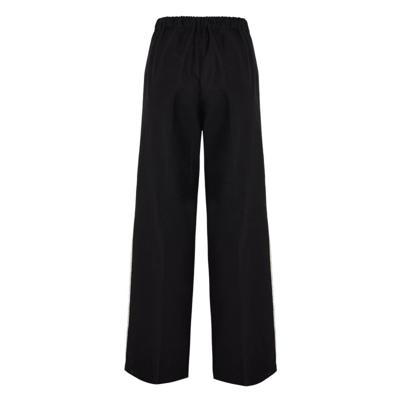 Forel Trousers Loose With Knit Detail-Black