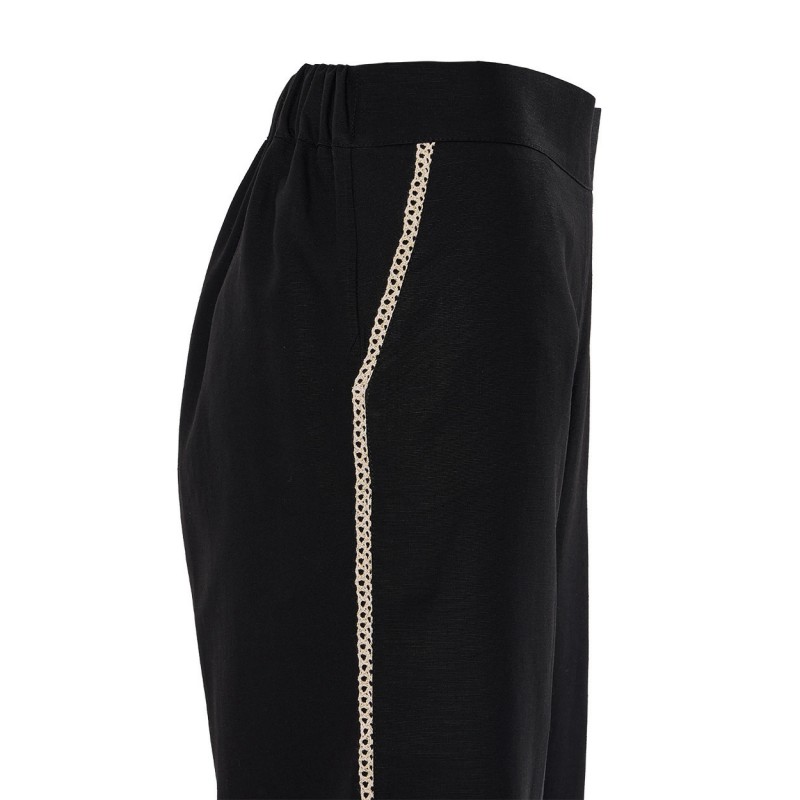 Forel Trousers Loose With Knit Detail-Black