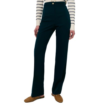 Forel Trousers With Gold Buttons-Blue