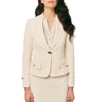 Forel Blazer With Gold Details-Ecru