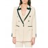 Forel Blazer Double Breasted With Black Trim-Ecru
