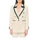 Forel Blazer Double Breasted With Black Trim-Ecru
