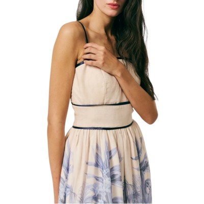 Forel Dress Sleeveless Botanical Print-Blue