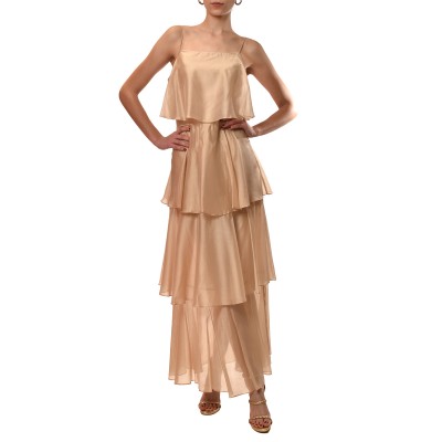 Forel Case Study Dress Maxi Tiered Strap Back-Beige