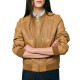 Forel Bomber Jacket Leather Effect Perforated Zip Up-Camel