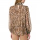 Forel Blouse Leopard Print With Bow Neckline-Camel