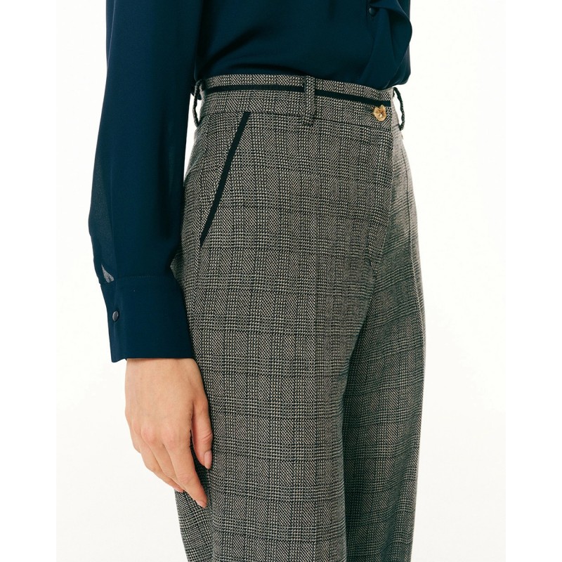 Forel Trousers Check Pattern-Blue