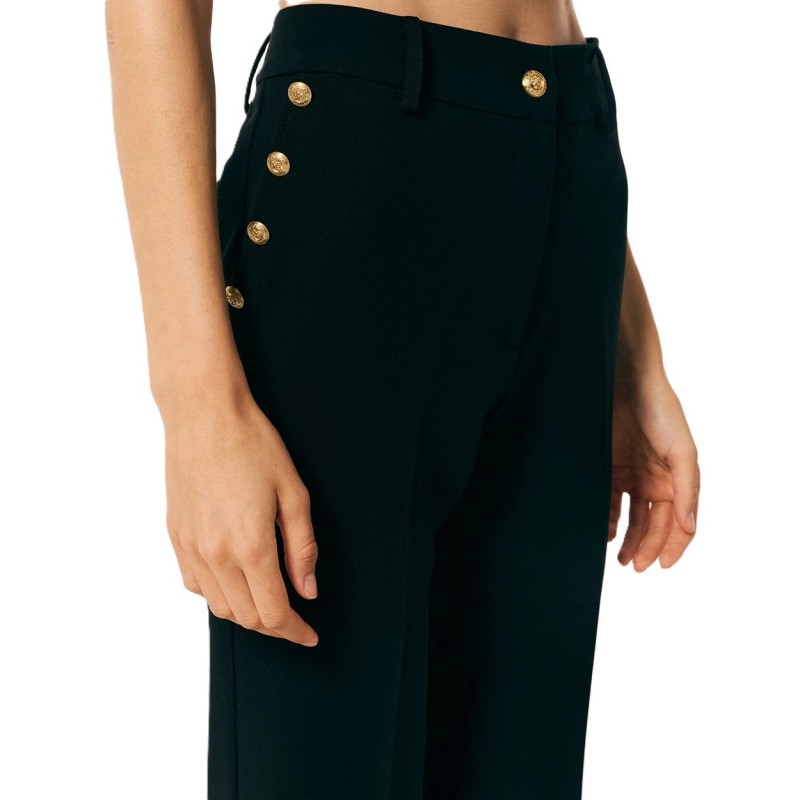 Forel Trousers With Gold Buttons Wide Leg-Black Forel Trousers With Gold Buttons Wide Leg-Black