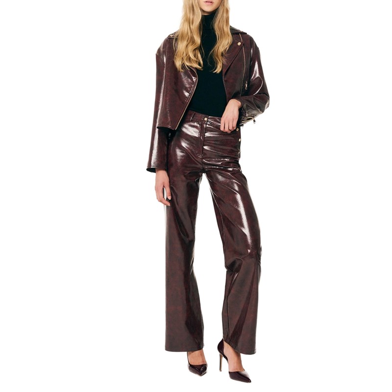 Forel Trousers Faux Leather High Waist-Bordeaux Forel Trousers Faux Leather High Waist-Bordeaux