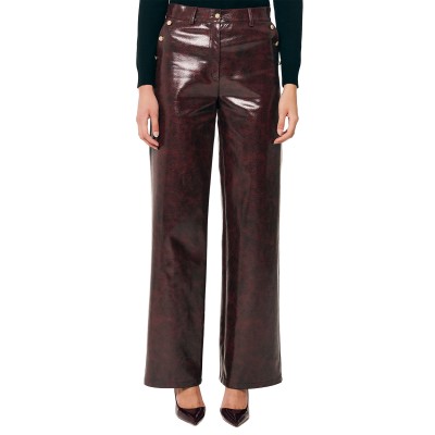 Forel Trousers Faux Leather High Waist-Bordeaux