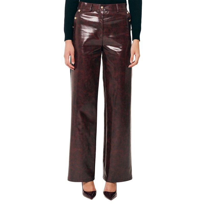 Forel Trousers Faux Leather High Waist-Bordeaux Forel Trousers Faux Leather High Waist-Bordeaux