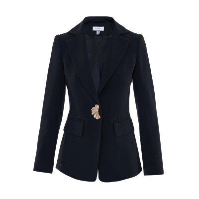 Forel Blazer Suit With Golden Decorative Button-Black