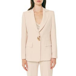 Forel Blazer Suit With Golden Decorative Button-Vanilla