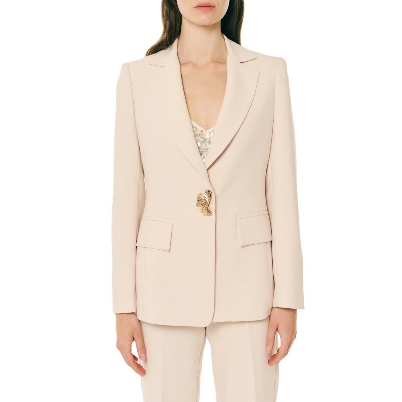 Forel Blazer Suit With Golden Decorative Button-Vanilla Forel Blazer Suit With Golden Decorative Button-Vanilla