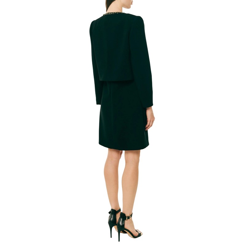 Forel Jacket Cropped With Crystal Neckline-Black Forel Jacket Cropped With Crystal Neckline-Black
