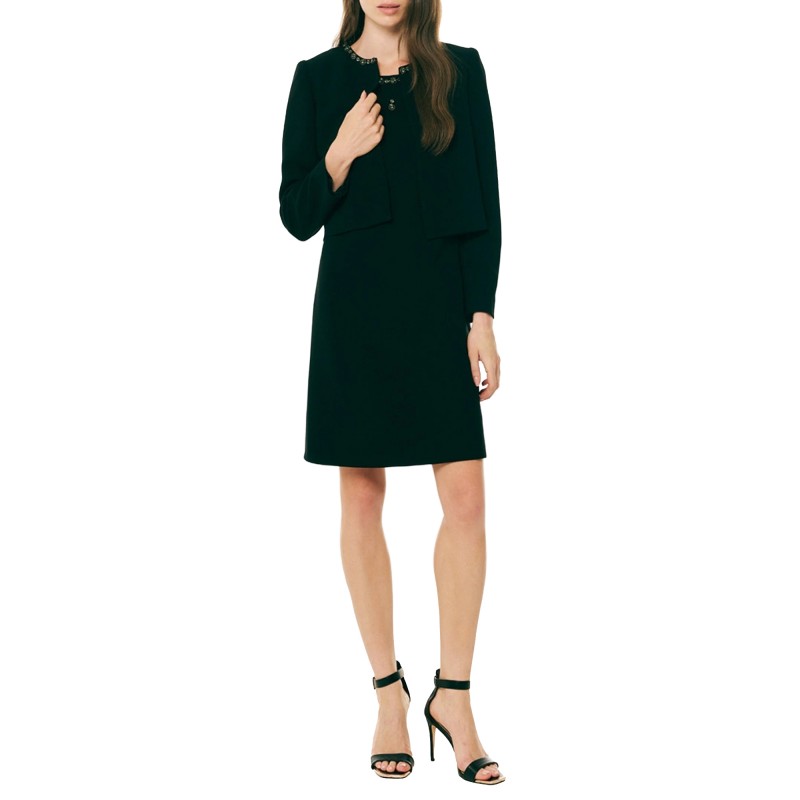 Forel Jacket Cropped With Crystal Neckline-Black Forel Jacket Cropped With Crystal Neckline-Black