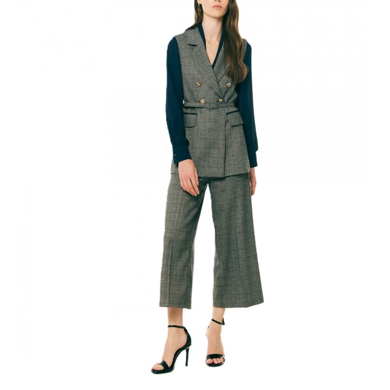 Forel Vest Double Breasted Long With Belt-Blue Forel Vest Double Breasted Long With Belt-Blue