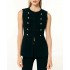 Forel Vest Military Style With Gold Buttons-Black