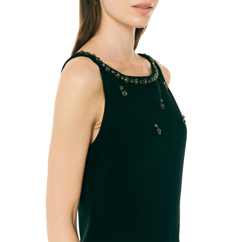 Forel Dress Sleeveless With Crystals-Black Forel Dress Sleeveless With Crystals-Black