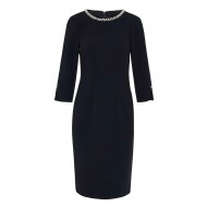 Forel Dress Midi With Pearl Neckline-Black