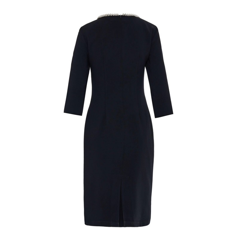 Forel Dress Midi With Pearl Neckline-Black Forel Dress Midi With Pearl Neckline-Black