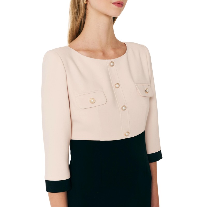 Forel Dress Flap Pockets With Pearl Button-Vanilla Forel Dress Flap Pockets With Pearl Button-Vanilla
