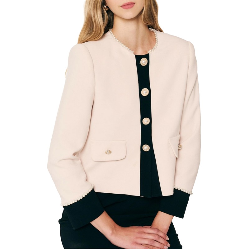 Forel Dress Flap Pockets With Pearl Button-Vanilla Forel Dress Flap Pockets With Pearl Button-Vanilla
