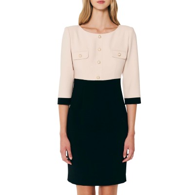 Forel Dress Flap Pockets With Pearl Button-Vanilla
