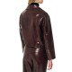 Forel Jacket Faux Leather Zipped Pockets-Bordeaux Forel Jacket Faux Leather Zipped Pockets-Bordeaux