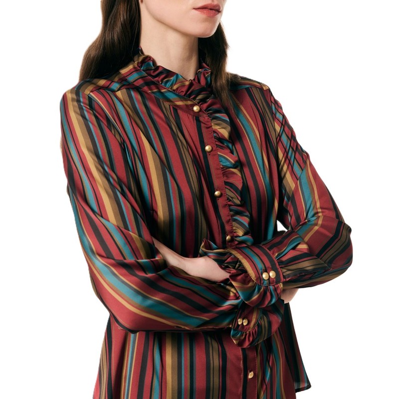 Forel Shirt Striped Ruffled Collar-Bordeaux Forel Shirt Striped Ruffled Collar-Bordeaux