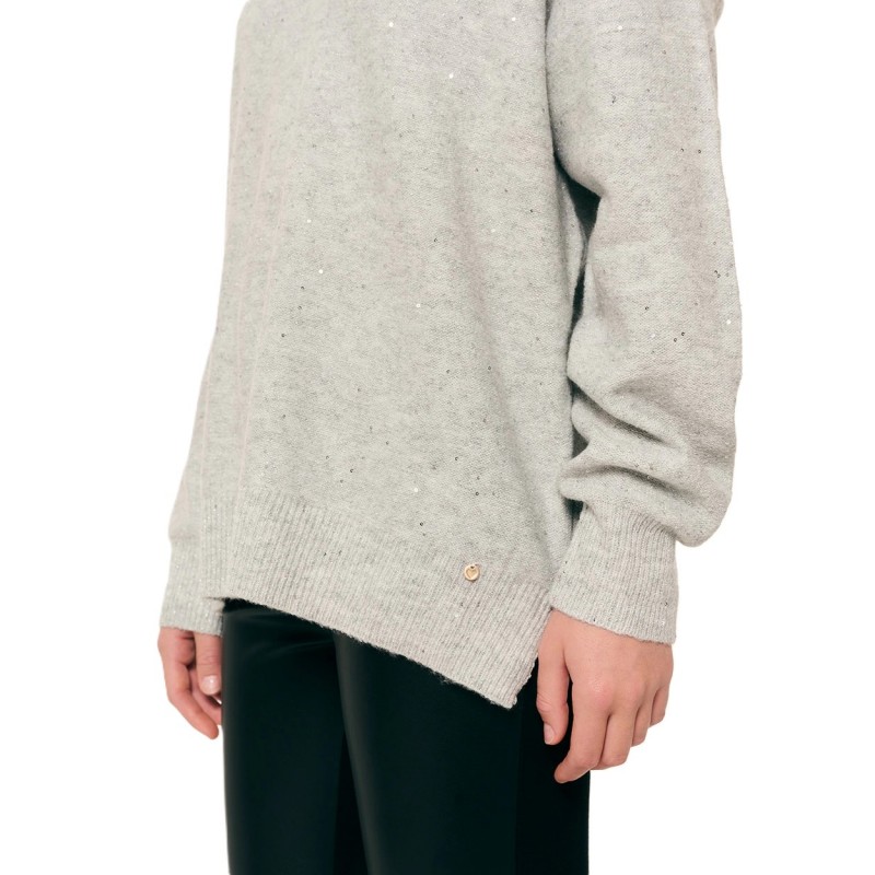 Forel Sweater V Neck With Sequins-Grey Forel Sweater V Neck With Sequins-Grey