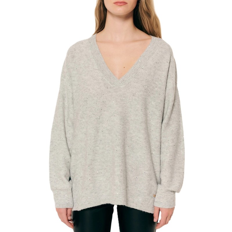 Forel Sweater V Neck With Sequins-Grey Forel Sweater V Neck With Sequins-Grey