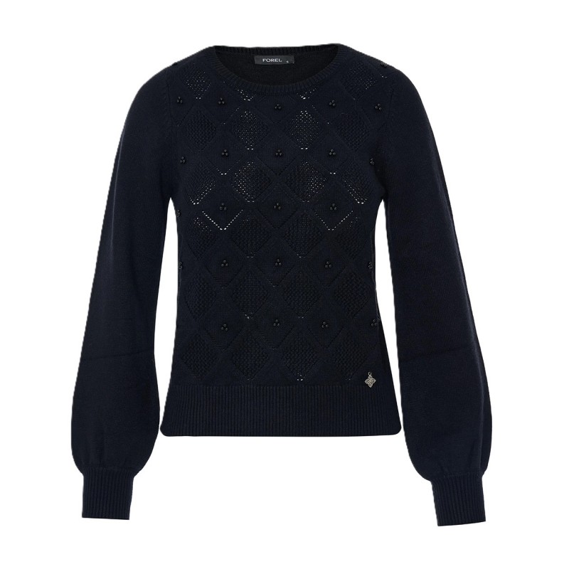 Forel Sweater With Pearls-Black Forel Sweater With Pearls-Black