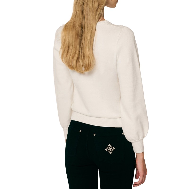 Forel Sweater With Pearls-Ecru Forel Sweater With Pearls-Ecru