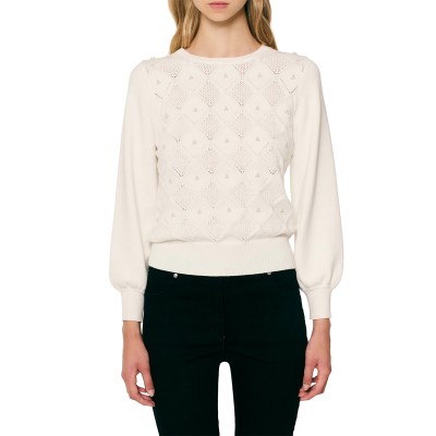 Forel Sweater With Pearls-Ecru