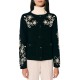 Forel Cardigan Jacket Knitted Embroidery Floral Details-Black Forel Cardigan Jacket Knitted Embroidery Floral Details-Black
