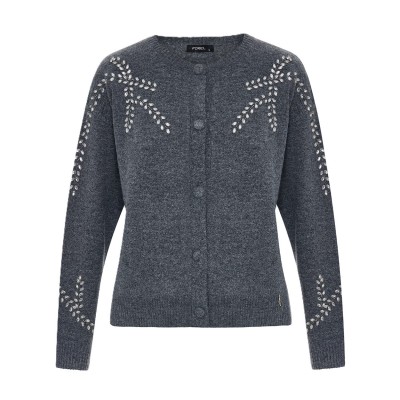 Forel Cardigan Jacket Knitted With Rhinestone-Grey