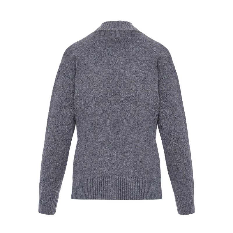 Forel Sweater Mock Neck With Crystals-Grey Forel Sweater Mock Neck With Crystals-Grey